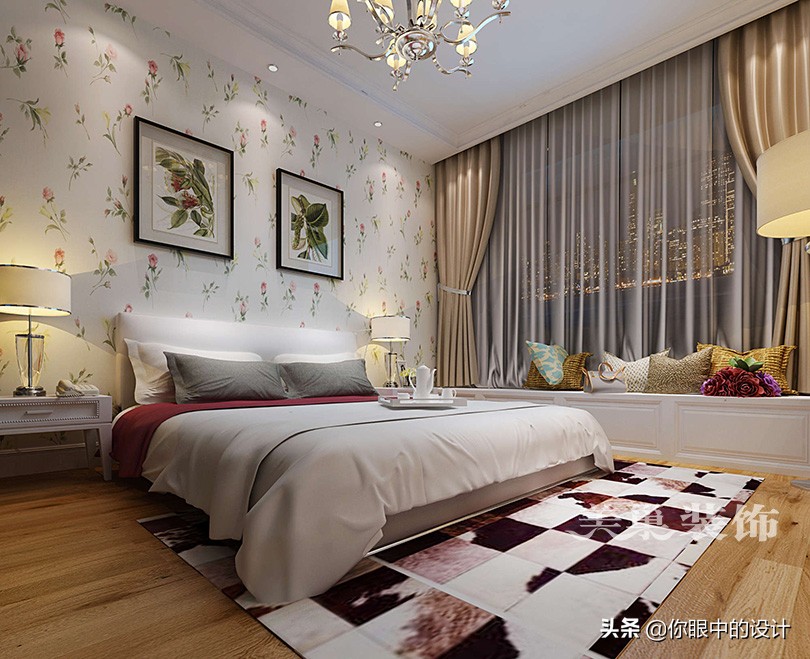 民安北郡装修风格,美式轻奢南北通透户型装修效果图