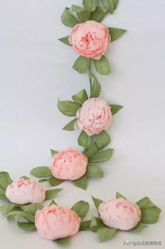 皱纹纸花朵手工艺术,纸艺玫瑰花的制作方法皱纹纸