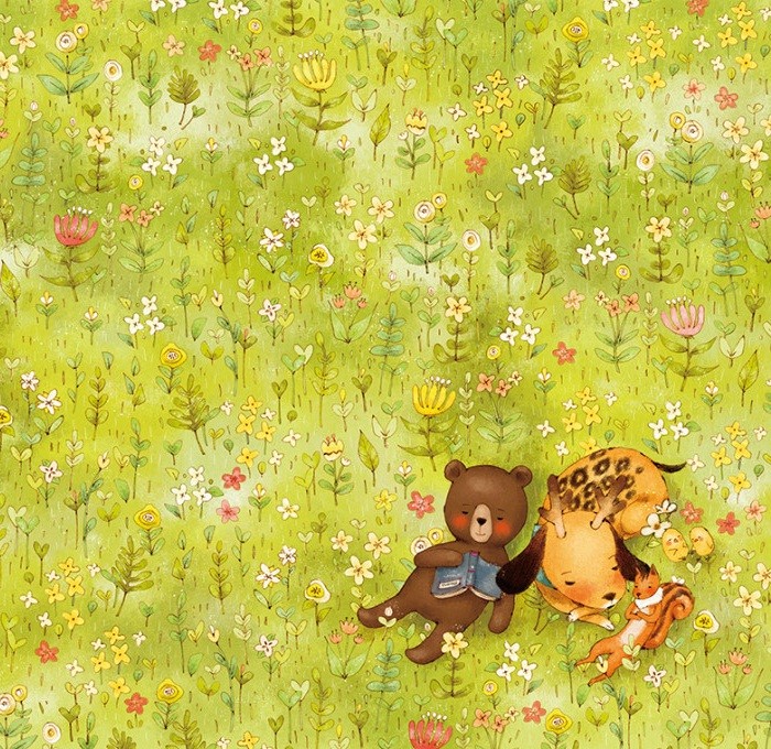 韩国插画师森林女孩日记图文,水彩插画森林女孩日记