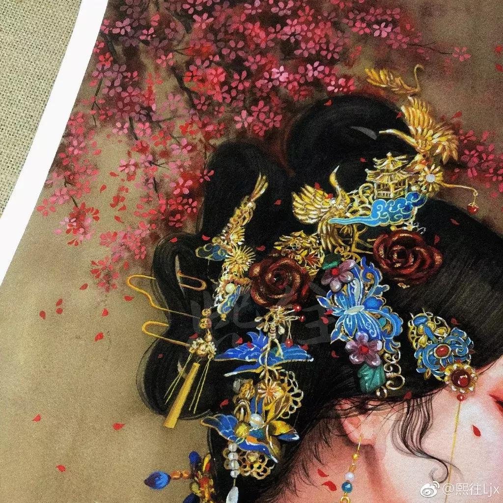 古风绘画线描,100张绝美古风女线描手绘