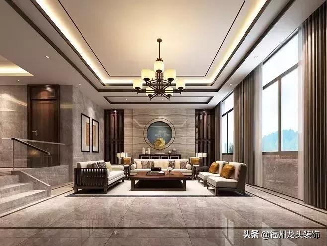 中式客厅大气,红木新中式客厅大气