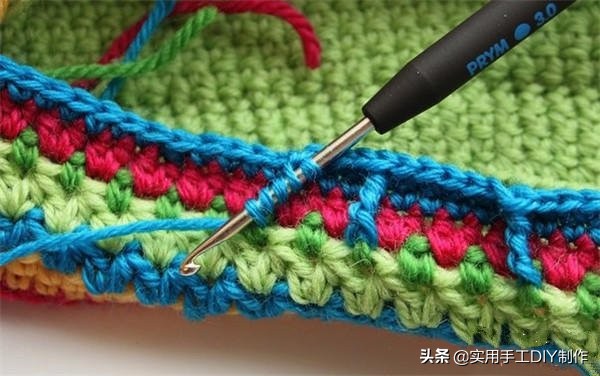 「钩编图解」民族风炫彩居家鞋子的详细编织过程