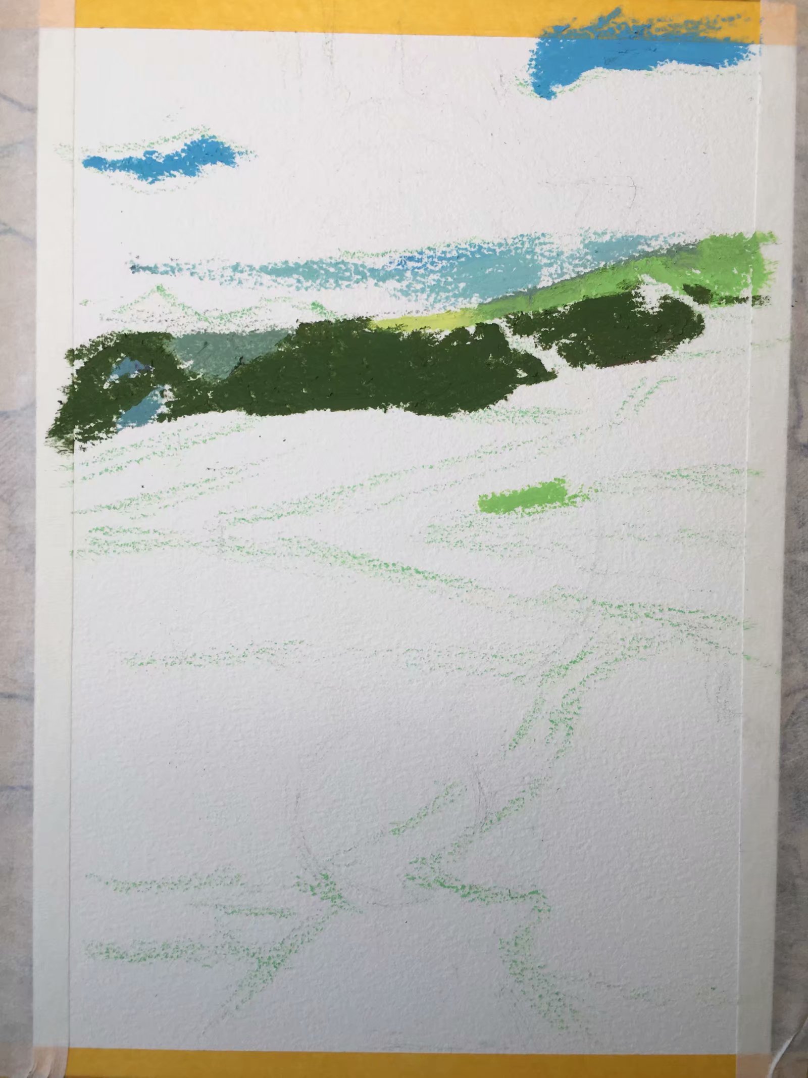 12色普通油画棒画风景画教程,油画棒教程简单入门冬季风景画