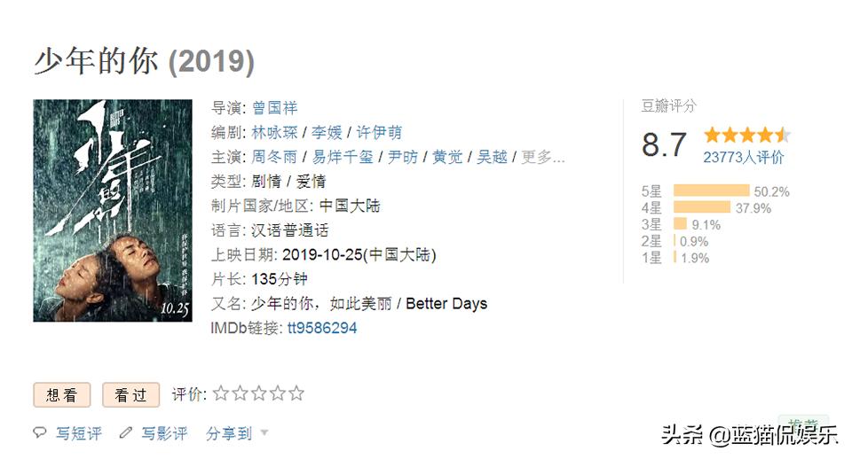 少年的你易烊千玺周冬雨吻戏视频,周冬雨易烊千玺少年的你主题曲