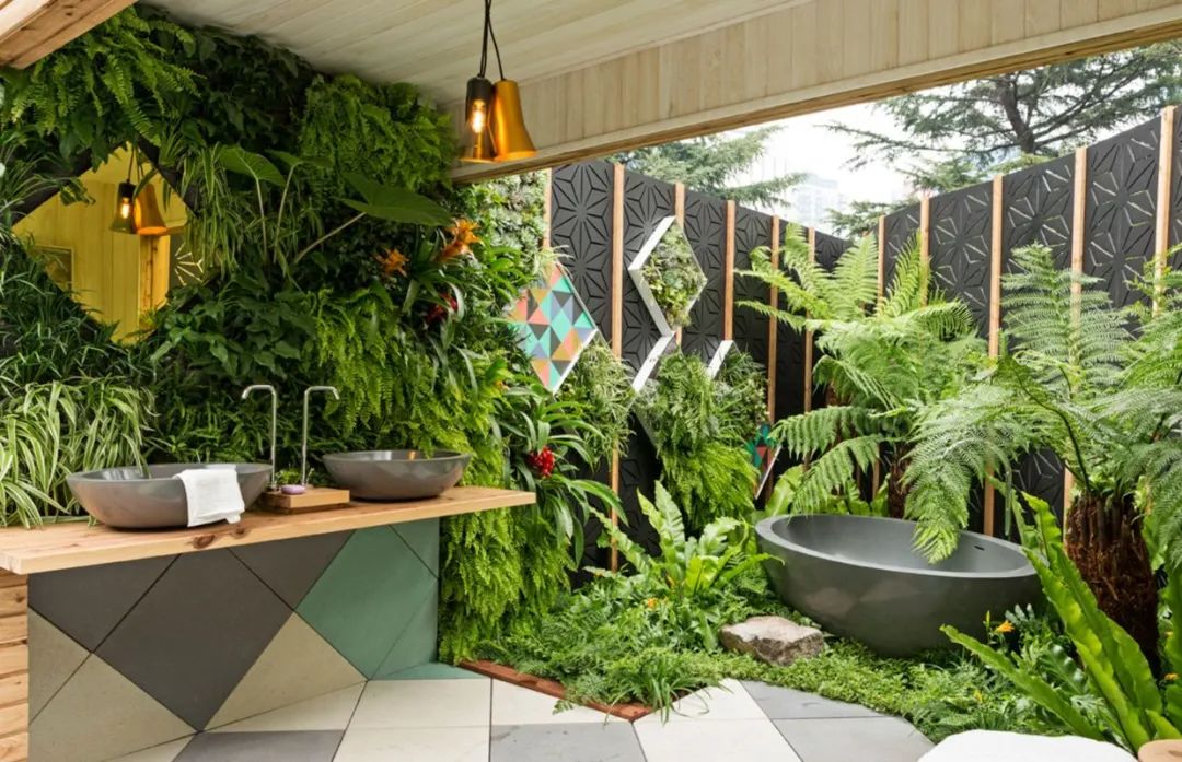 私家花园景观含鱼池设计,浴室设计放衣服