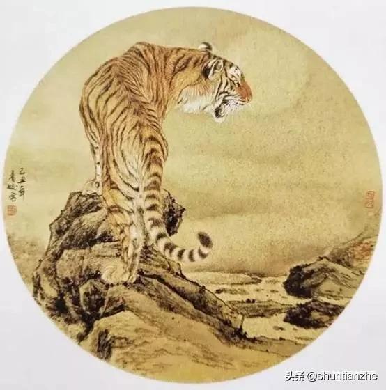 工笔老虎技法教学视频,工笔老虎胸毛的撕毛法