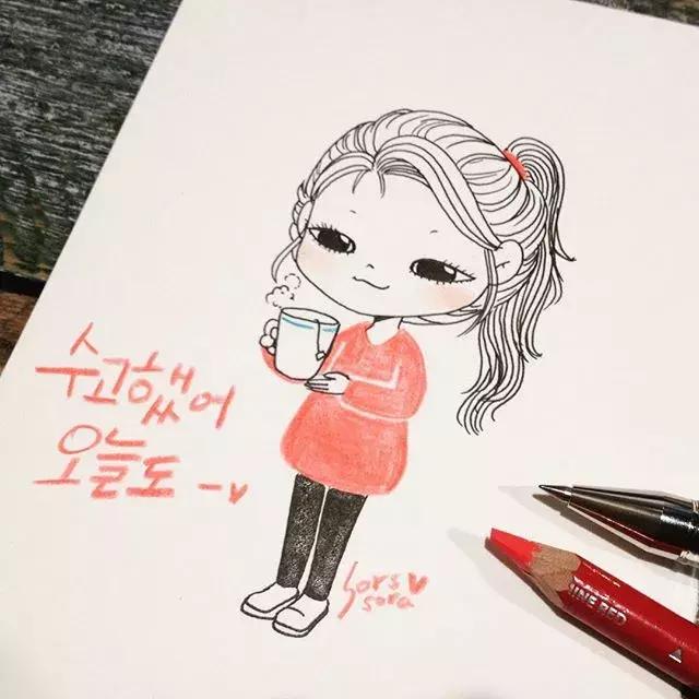 哈士奇的简笔画图片用彩铅画的,儿童彩铅简笔画6-12岁美观小人