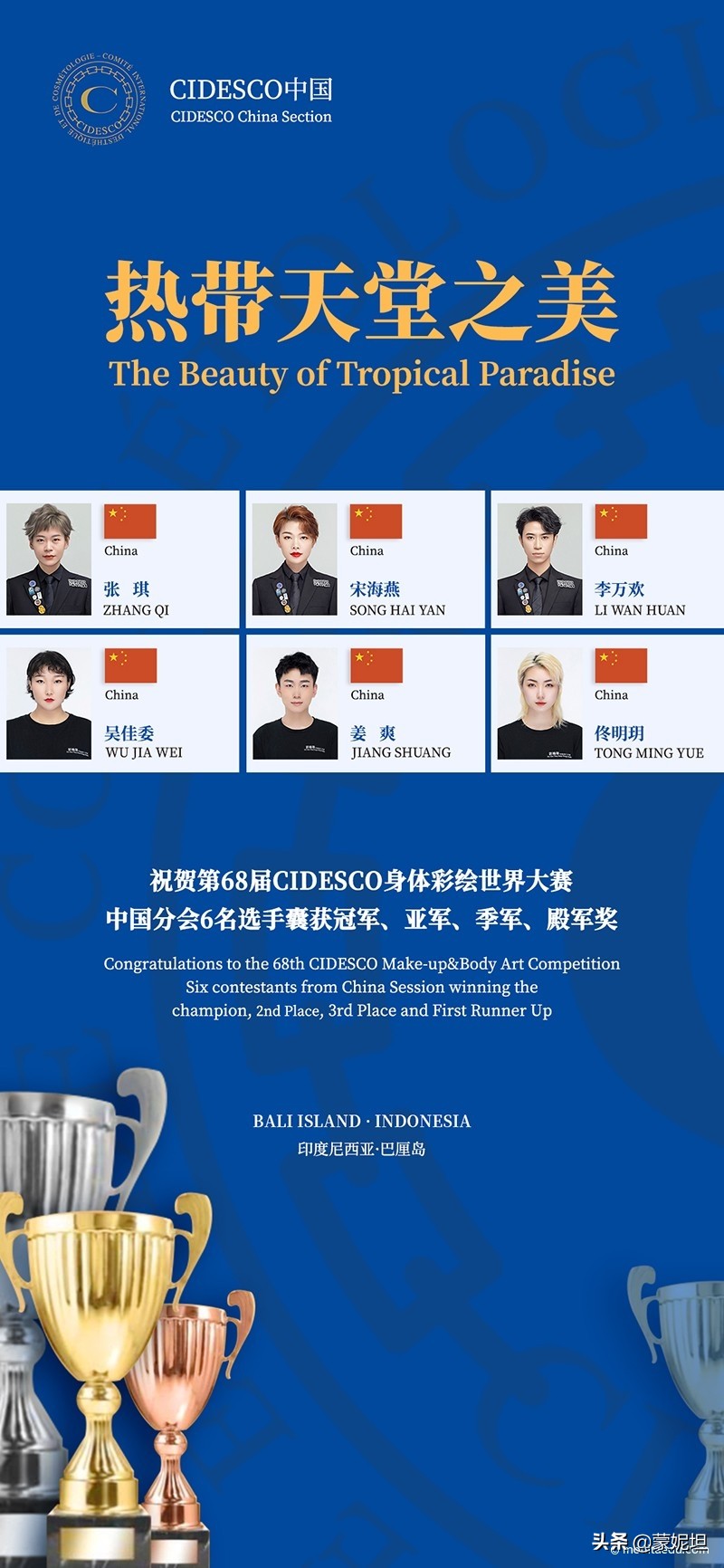 祝贺CIDESCO中国区囊获第68届CIDESCO世界身体彩绘大赛六项大奖