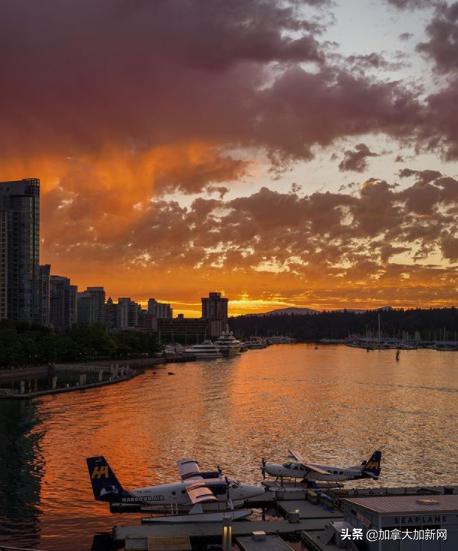 温哥华现最美晚霞+闪电温村秒变梦幻魔法城
