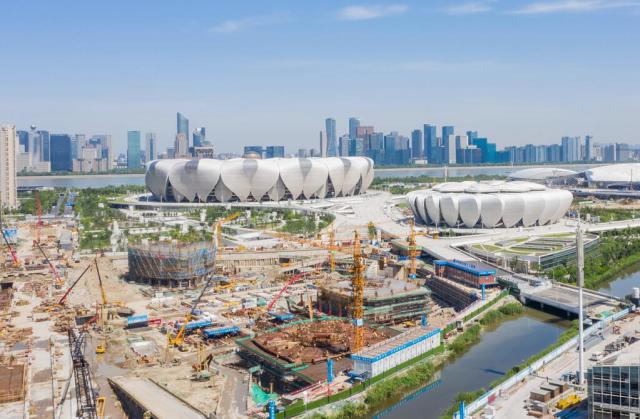 杭州奥体博览城全景,杭州奥体中心足球场全貌