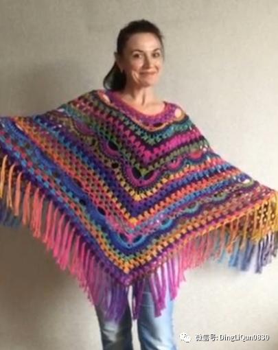 斗篷披肩钩花图样,针织披肩花样图片大全