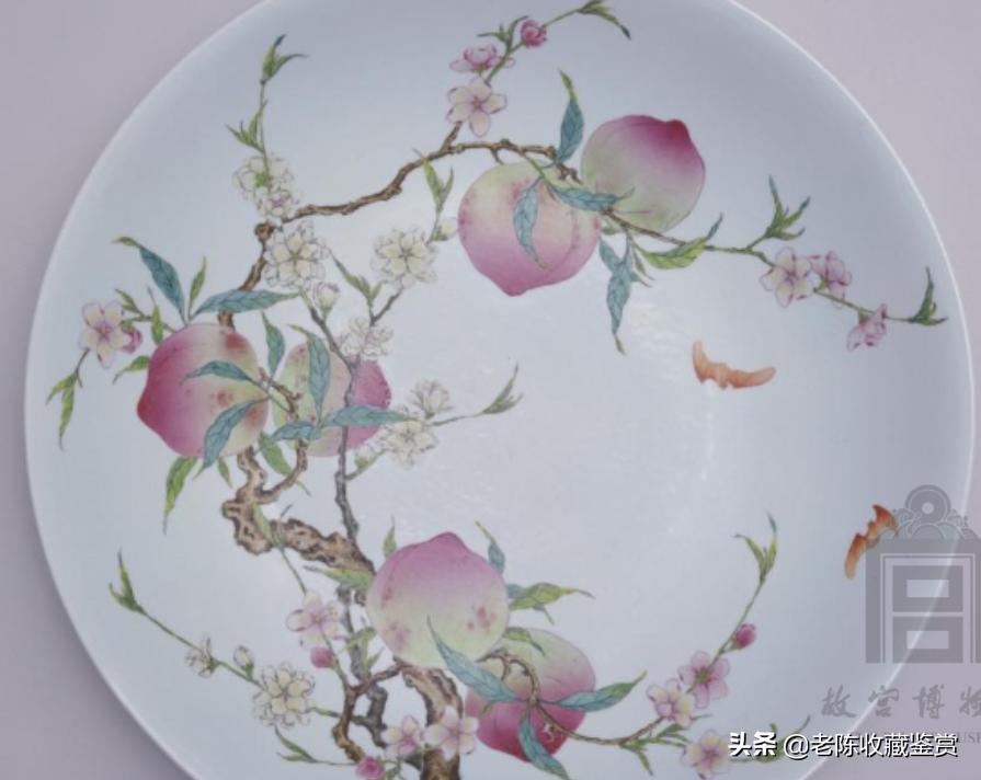 雍正粉彩花卉纹盘图解大全,故宫雍正粉彩蟠桃天球瓶