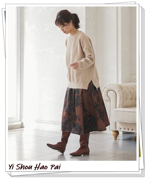 棕色长靴冬季不露腿搭配,棕色长靴怎么搭配好看冬季