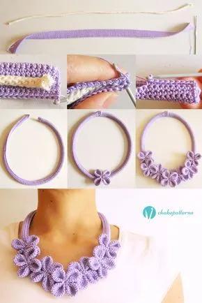 毛线钩织项链配饰教程,毛线钩织各种款式项链视频教程