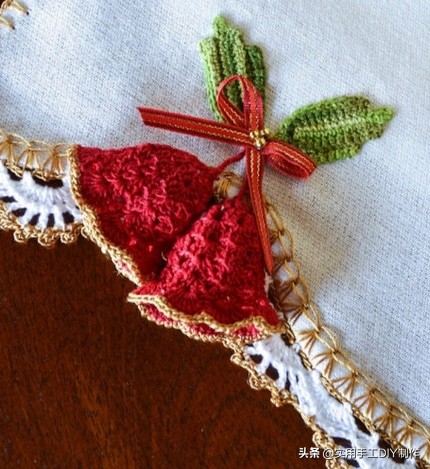 圣诞花环钩针图解,钩针编织圣诞帽贴花