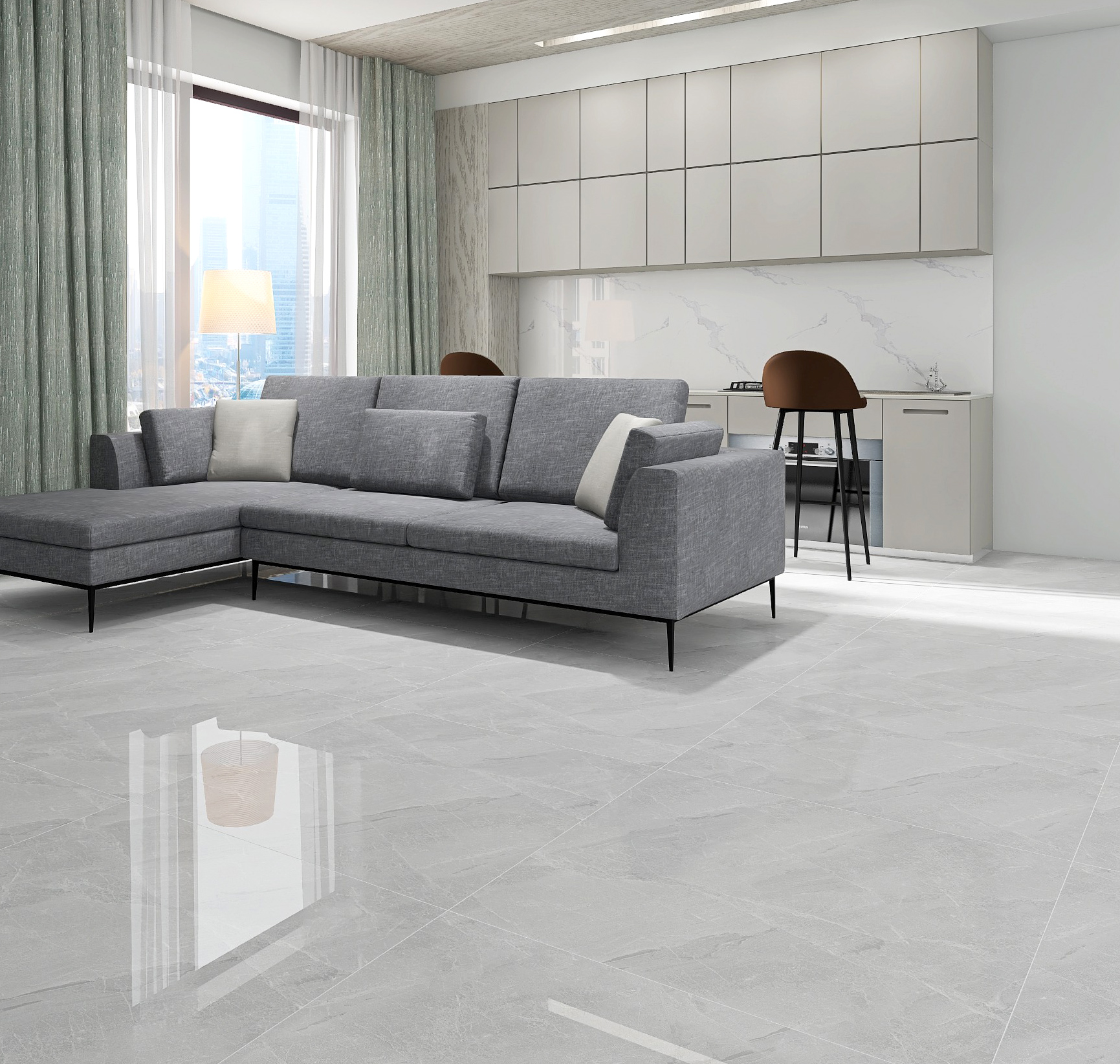 客厅高级灰地砖用什么颜色墙布,客厅耐脏防滑地砖怎么选