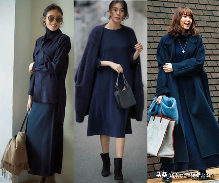 穿搭女新年搭配高级感,藏蓝色外套搭配什么内搭显高级