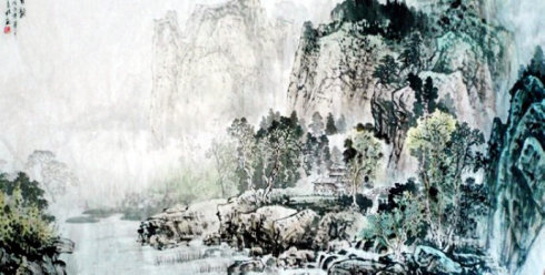 杨昌林山水画,现代水墨林溪山水画