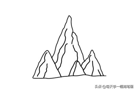 高大挺拔的山峰简笔画,山峰和草地简笔画