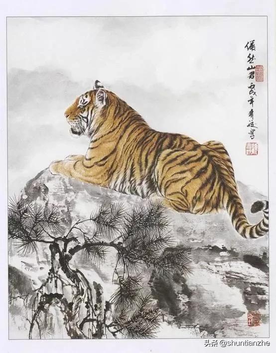 工笔老虎技法教学视频,工笔老虎胸毛的撕毛法