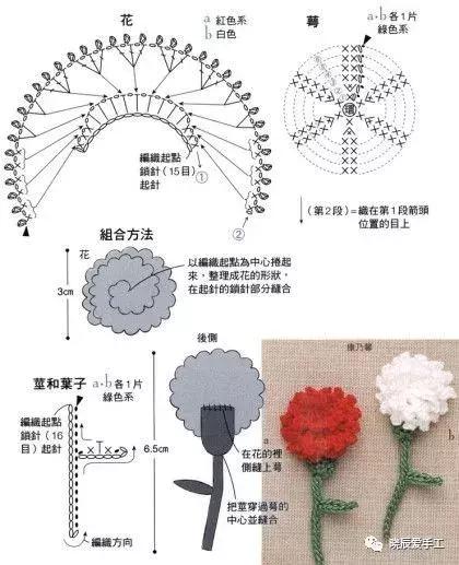 钩针康乃馨花束图解,母亲节康乃馨花束手工制作简单