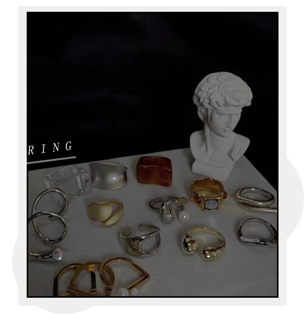 5元以下戒指ins小众冷淡高级感 (素款轻奢小众旋转戒指可调节)