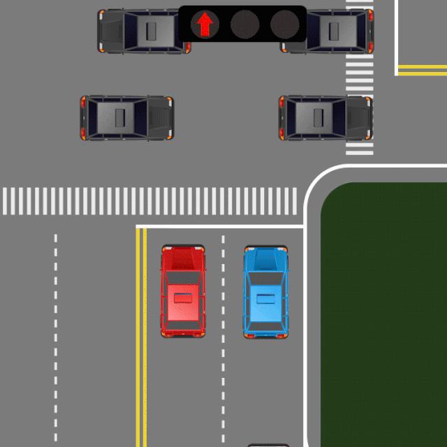 救护车让路让行,6辆车用45度让路法为救护车让行