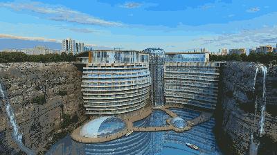 世界首个深坑酒店高清图,中国造世界唯一深坑酒店