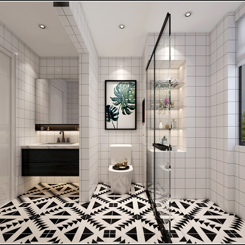 蹲便卫生间设计装修效果图大全,80平方两室一厅卫生间设计效果图