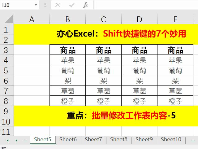 excel表格shift快捷键,excel中shift键的使用技巧