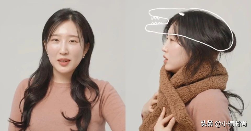 适合围巾帽子一体的发型,适合戴帽子的发型教程马尾