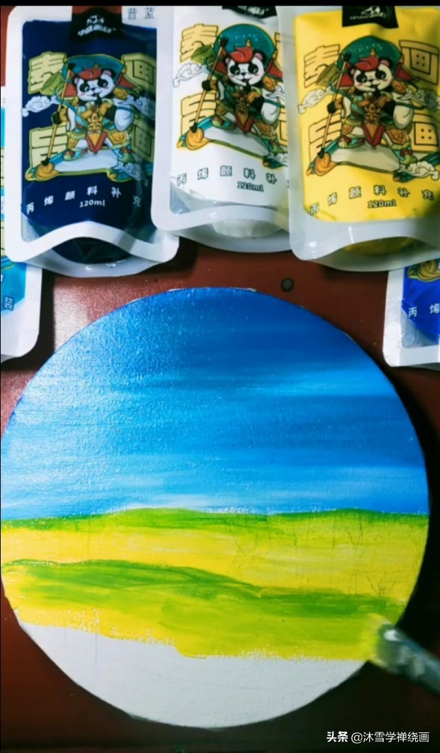 超简单日出的丙烯画教程,简单初学丙烯画夕阳倒影