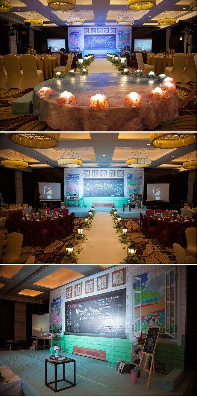 校园风室内婚礼布置效果图照片,婚礼布置简单校园主题