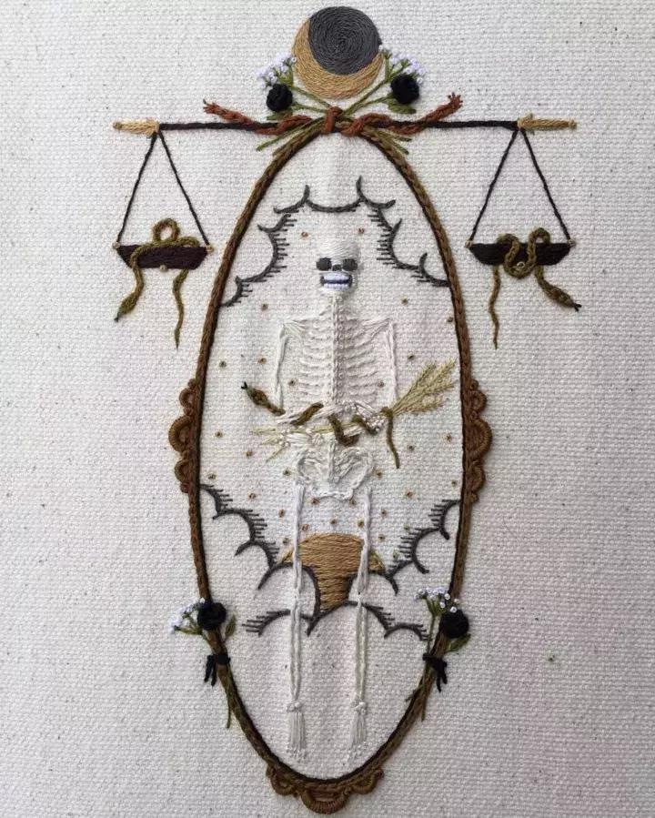 刺绣半袖骷髅,牛仔刺绣骷髅