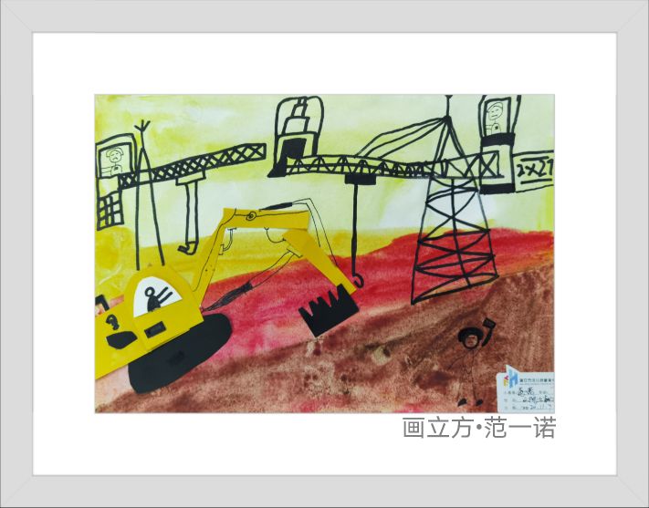 工程车模型儿童美术作业,少儿美术工程车