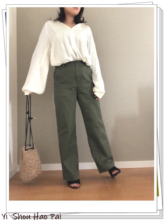 绿色阔腿裤套装搭配什么颜色外套,绿色阔腿裤女款爆款2022新款西裤