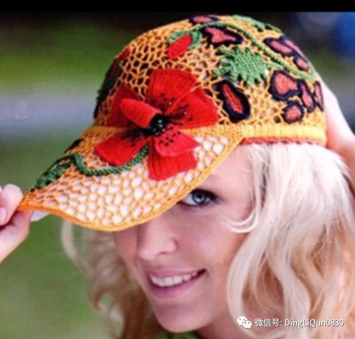针织作品30款时尚钩花装饰帽子,简单易学又好看的针织帽子