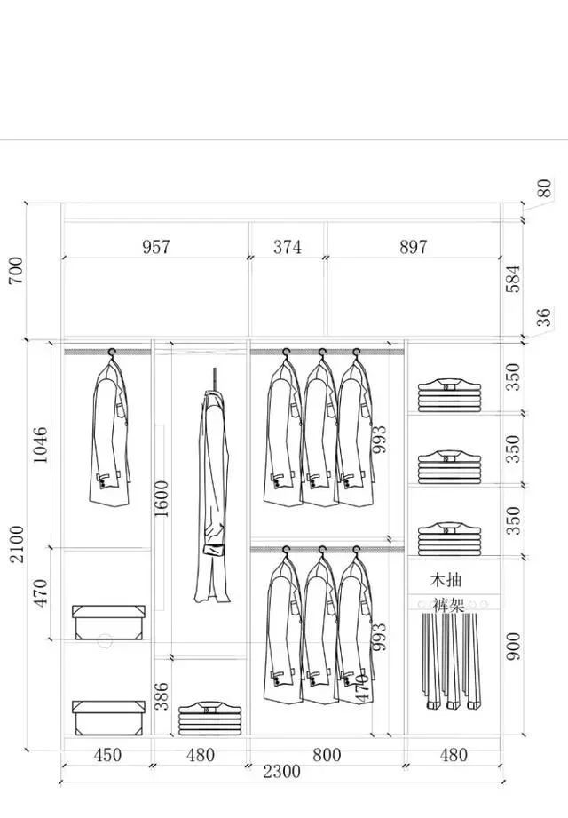 1.3米衣柜格局设计图,1米3衣柜布局设计