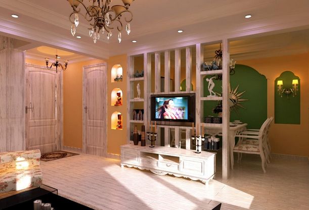 客厅和餐厅用鱼缸做隔断的效果图,自建房客厅与餐厅屏风隔断效果图