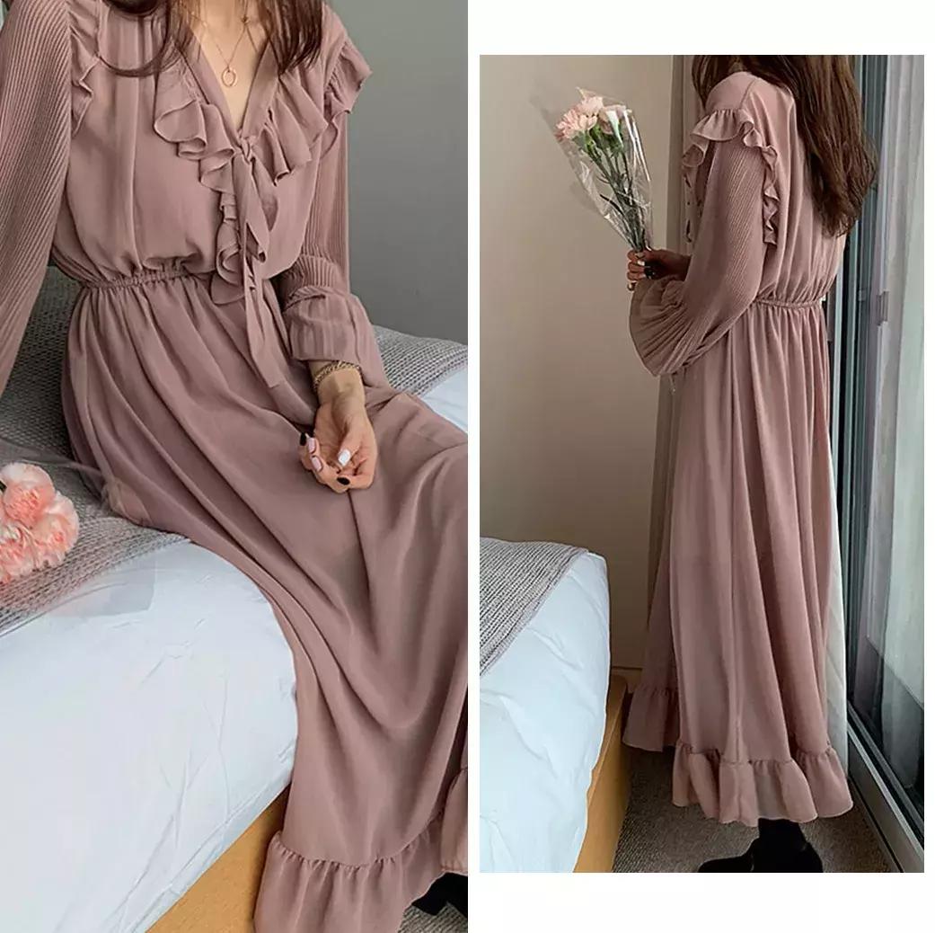 夏季初恋法式复古气质长裙,温柔风初恋系连衣裙冬季穿搭