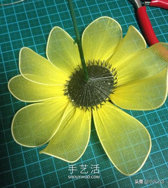 简单的丝网花制作教程,向日葵丝网花制作没有胶枪