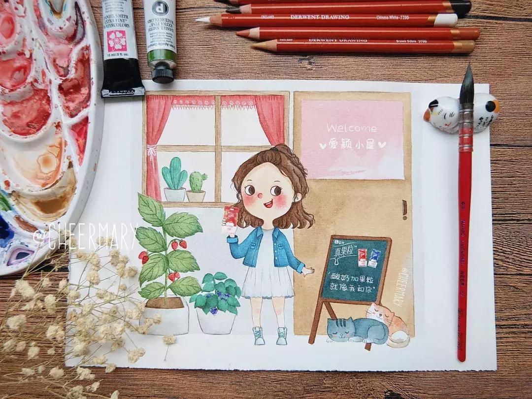 简笔画可爱小人插画,超萌可爱的插画小人