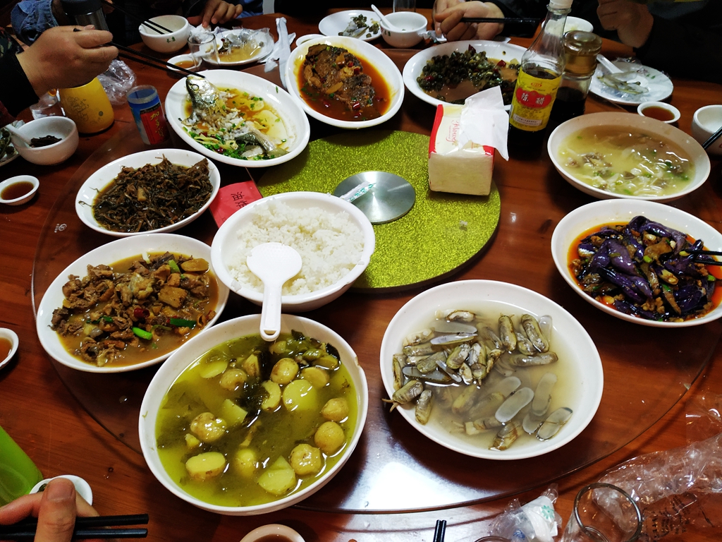 三门花桥镇红旗农家乐园午餐~非常有特色的一桌农家菜