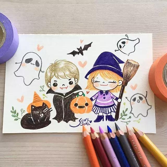 哈士奇的简笔画图片用彩铅画的,儿童彩铅简笔画6-12岁美观小人