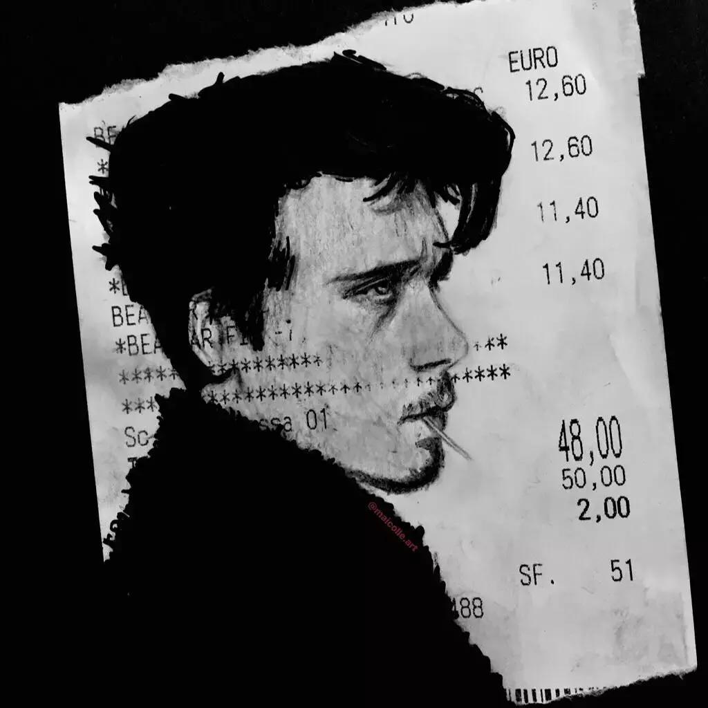 学渣购物小票画画,97年画画天才