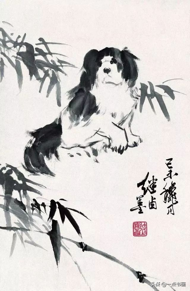 名家画狗速写作品欣赏,国画各种狗的画法