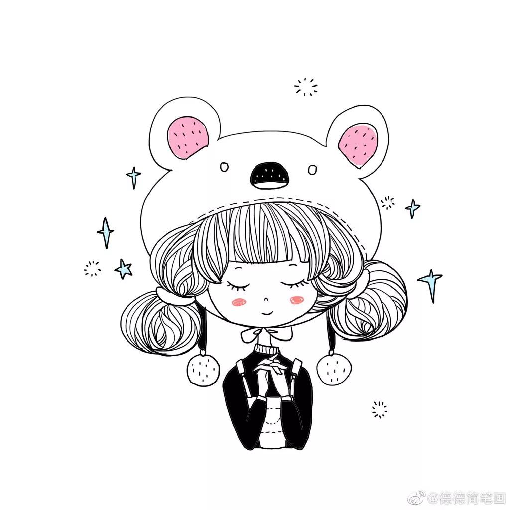 简单清新花卉的简笔画图片大全,唐老鸭简笔画可爱清新小女孩