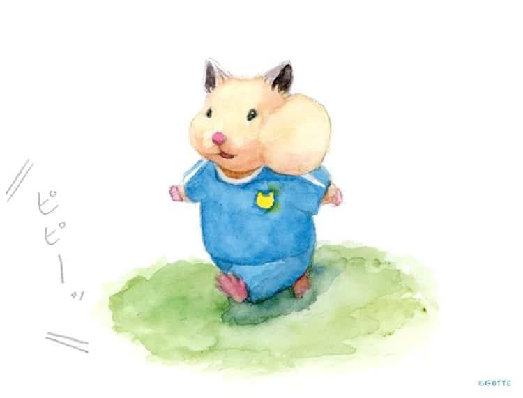 生活里可爱的小仓鼠,水彩颜料画可爱的仓鼠