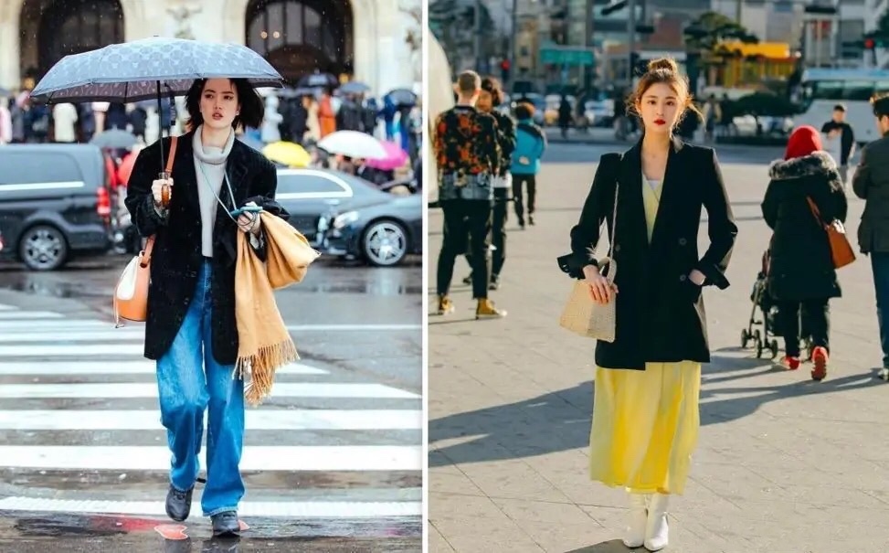 韩国女神穿搭,又飒又美的韩国女孩街拍穿搭示范