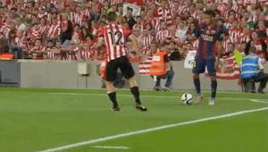 内马尔对毕尔巴鄂冲突,内马尔彩虹过人被锤